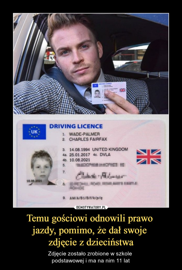 Temu gościowi odnowili prawo jazdy, pomimo, że dał swoje zdjęcie z dzieciństwa – Zdjęcie zostało zrobione w szkole podstawowej i ma na nim 11 lat 