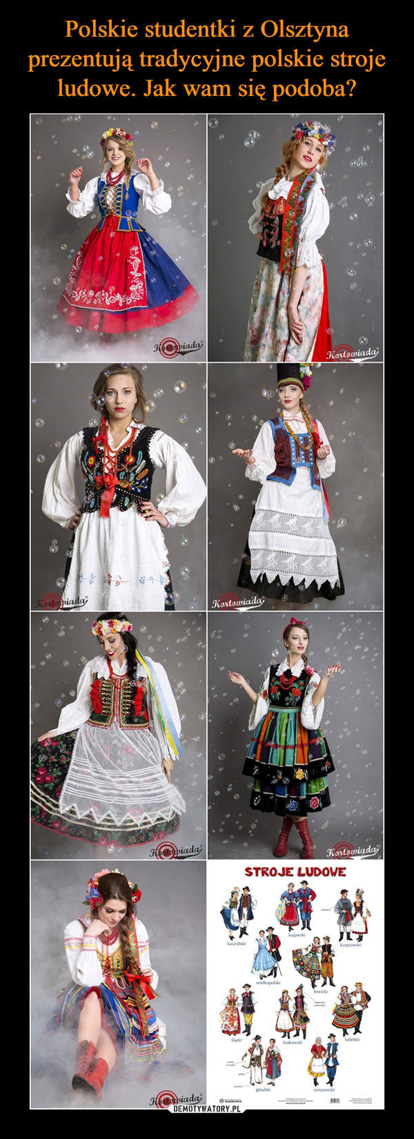 Polskie studentki z Olsztyna prezentują tradycyjne polskie stroje ludowe. Jak wam się podoba?