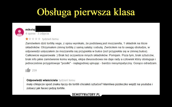 Obsługa pierwsza klasa