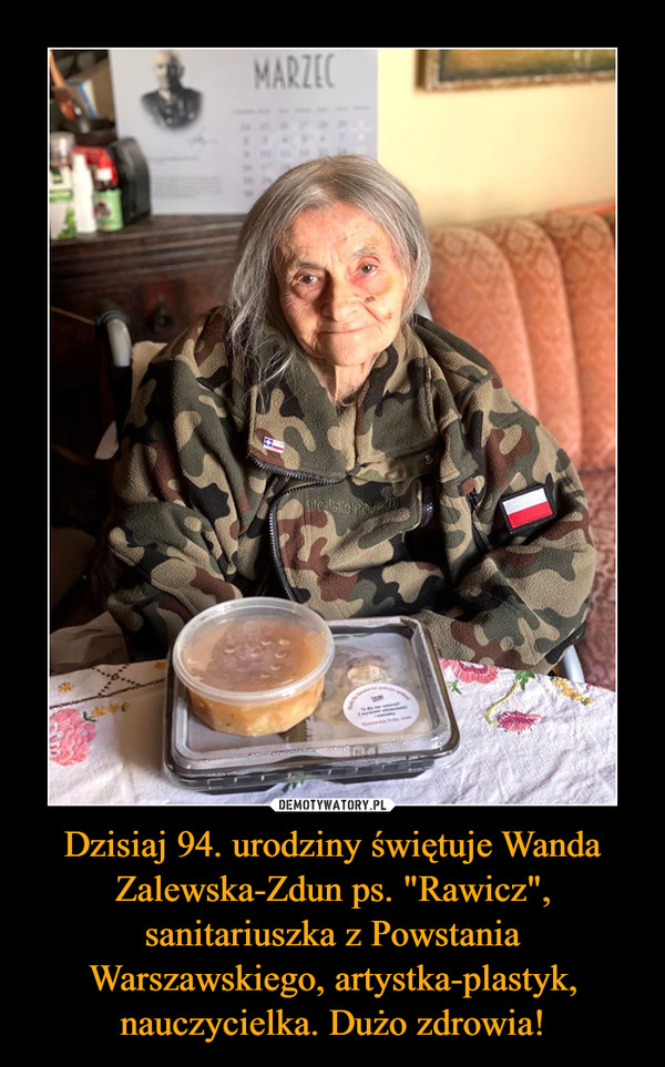 Dzisiaj 94. urodziny świętuje Wanda Zalewska-Zdun ps. "Rawicz", sanitariuszka z Powstania Warszawskiego, artystka-plastyk, nauczycielka. Dużo zdrowia!