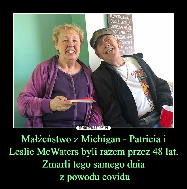 Małżeństwo z Michigan - Patricia i Leslie McWaters byli razem przez 48 lat. Zmarli tego samego dnia
 z powodu covidu