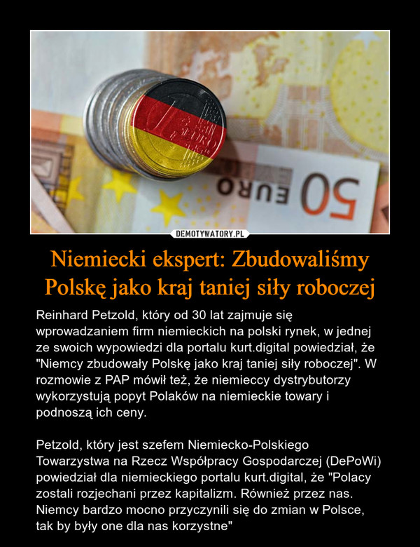 Niemiecki ekspert: Zbudowaliśmy Polskę jako kraj taniej siły roboczej
