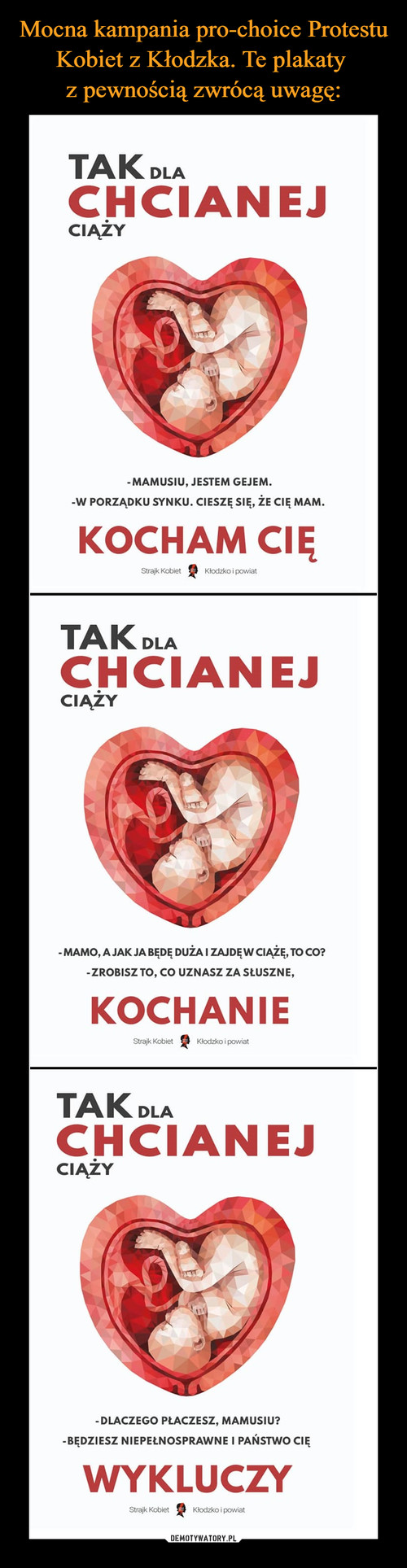 Mocna kampania pro-choice Protestu Kobiet z Kłodzka. Te plakaty 
z pewnością zwrócą uwagę: