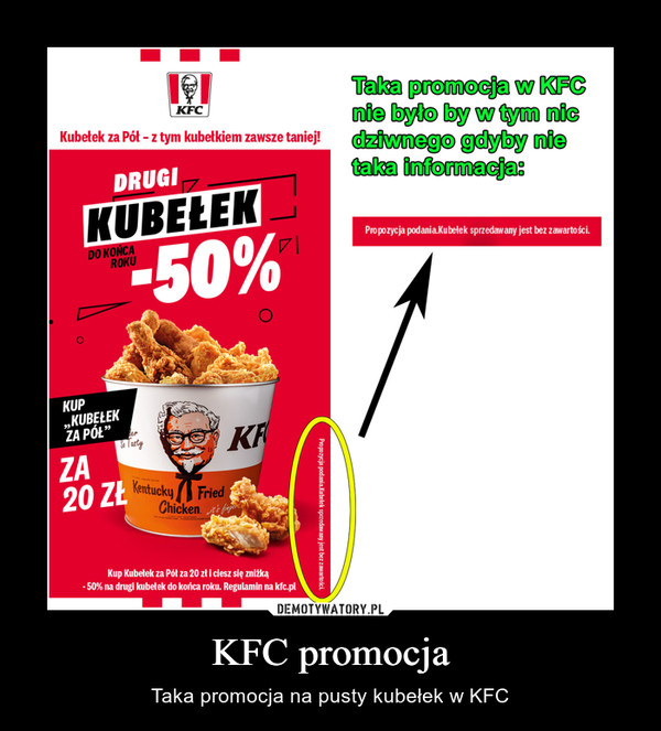 KFC promocja – Taka promocja na pusty kubełek w KFC 