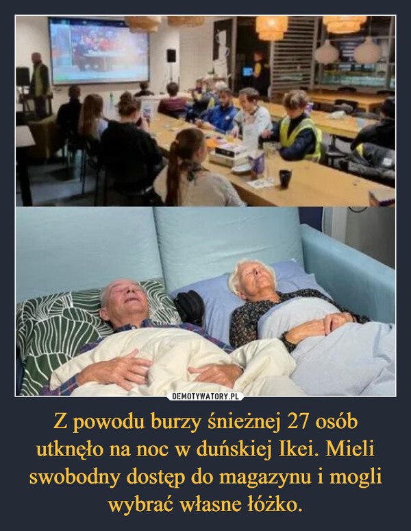 Z powodu burzy śnieżnej 27 osób utknęło na noc w duńskiej Ikei. Mieli swobodny dostęp do magazynu i mogli wybrać własne łóżko. –  