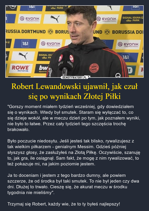 Robert Lewandowski ujawnił, jak czuł się po wynikach Złotej Piłki
