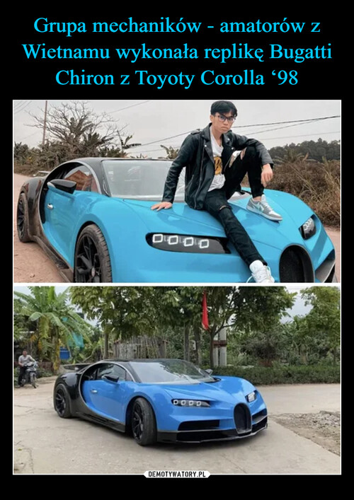 Grupa mechaników - amatorów z Wietnamu wykonała replikę Bugatti Chiron z Toyoty Corolla ‘98