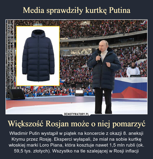 Media sprawdziły kurtkę Putina Większość Rosjan może o niej pomarzyć
