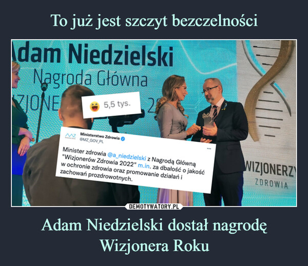Adam Niedzielski dostał nagrodę Wizjonera Roku –  ADAM NIEDZIELSKI nagroda główna