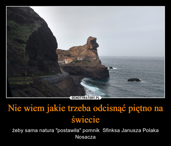 Nie wiem jakie trzeba odcisnąć piętno na świecie – żeby sama natura "postawiła" pomnik  Sfinksa Janusza Polaka Nosacza 