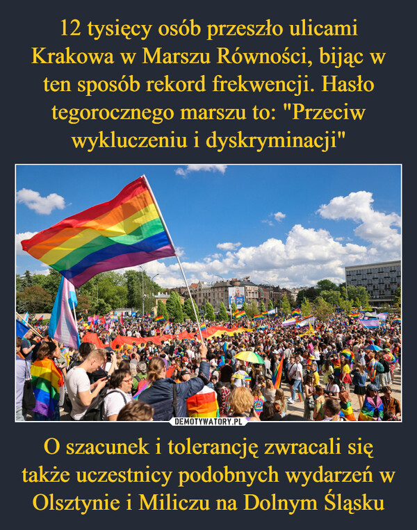 O szacunek i tolerancję zwracali się także uczestnicy podobnych wydarzeń w Olsztynie i Miliczu na Dolnym Śląsku –  中南