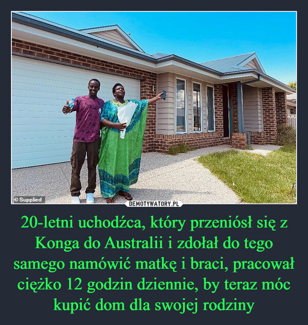 20-letni uchodźca, który przeniósł się z Konga do Australii i zdołał do tego samego namówić matkę i braci, pracował ciężko 12 godzin dziennie, by teraz móc kupić dom dla swojej rodziny –  ⒸSupplied