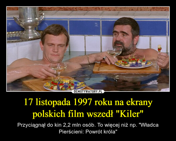17 listopada 1997 roku na ekrany polskich film wszedł "Kiler" – Przyciągnął do kin 2,2 mln osób. To więcej niż np. "Władca Pierścieni: Powrót króla" 