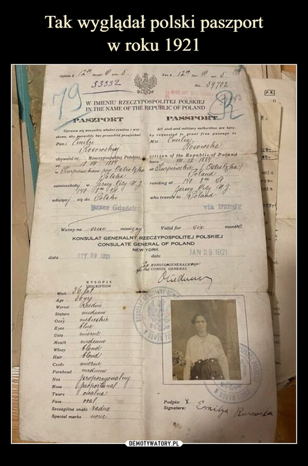 Tak wyglądał polski paszport
w roku 1921