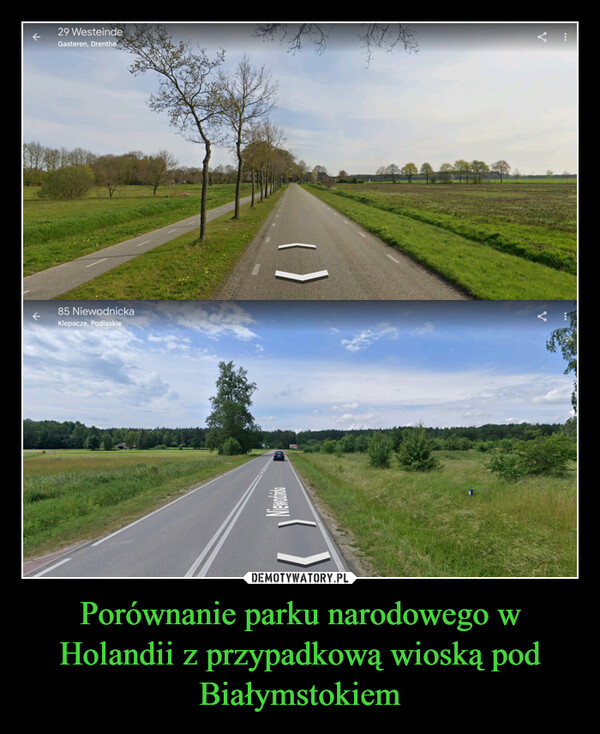 Porównanie parku narodowego w Holandii z przypadkową wioską pod Białymstokiem