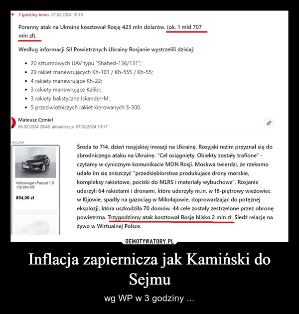 Inflacja zapiernicza jak Kamiński do Sejmu